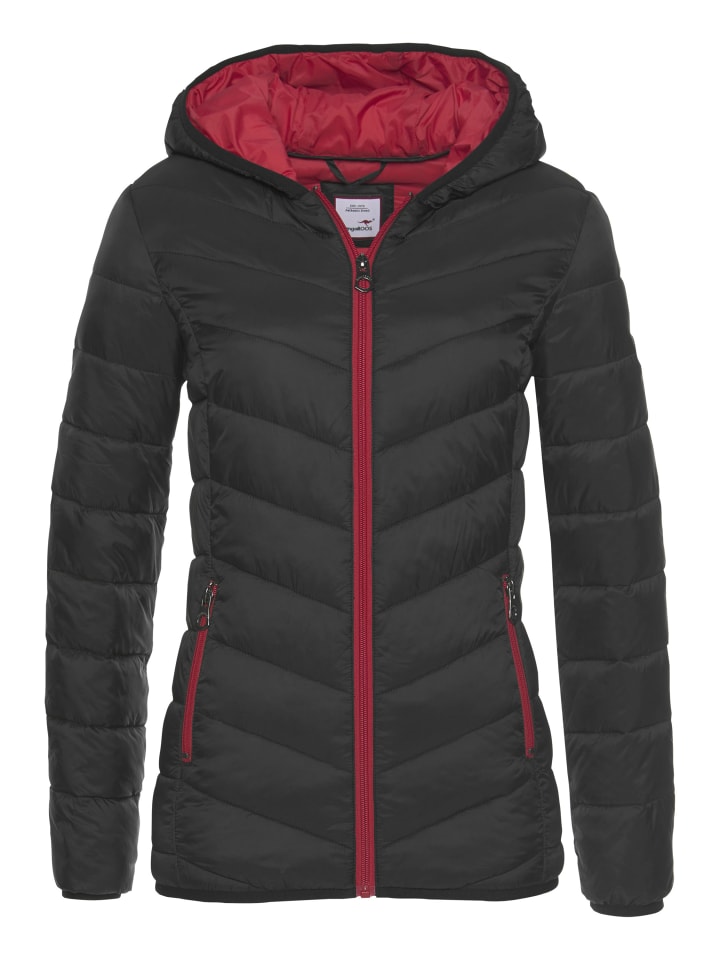 Steppjacke in schwarz-rot
