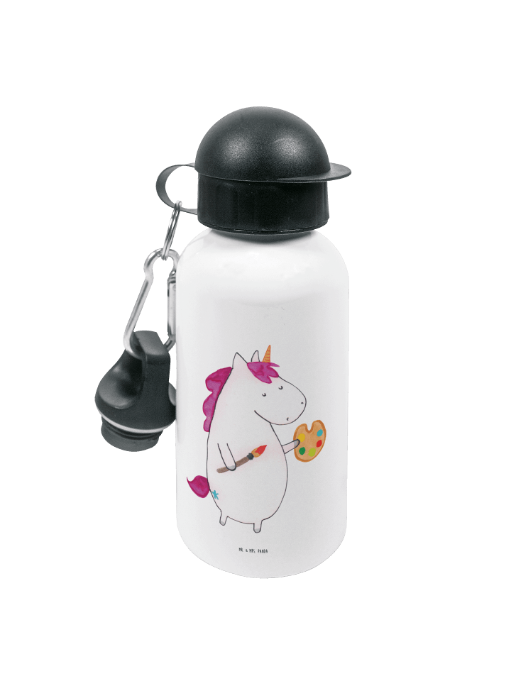 Trinkflasche Einhorn Künstler ohne Spruch in Weiß