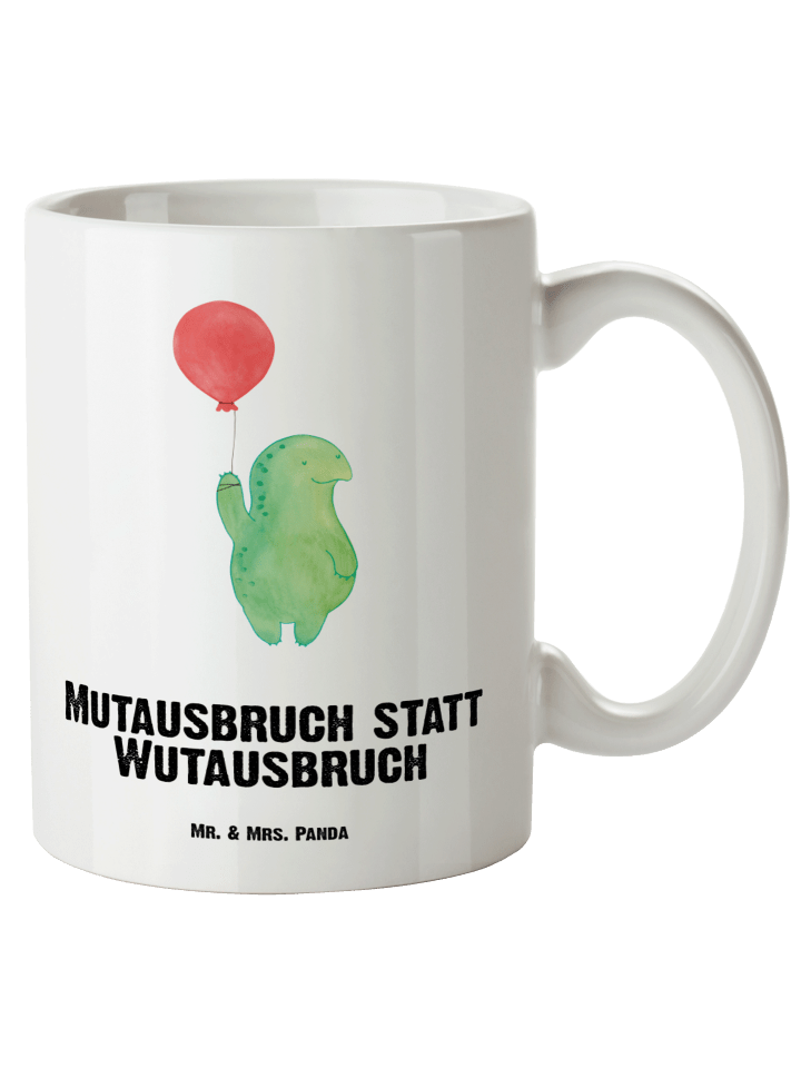 Becher Schildkröte Luftballon mit Spruch in Weiß