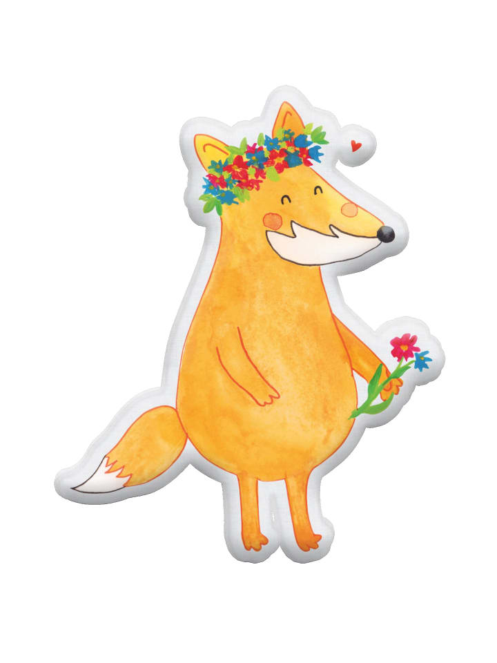 Dekokissen Fuchs Blumen ohne Spruch in Weiß