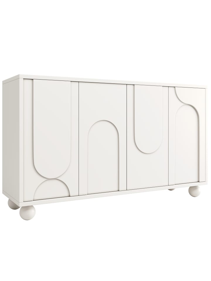 Sideboard mit Stauraum und Verstellbarer Platte in Weiß