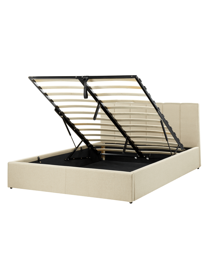 2-tlg Doppelbett DREUX in Beige/Schwarz