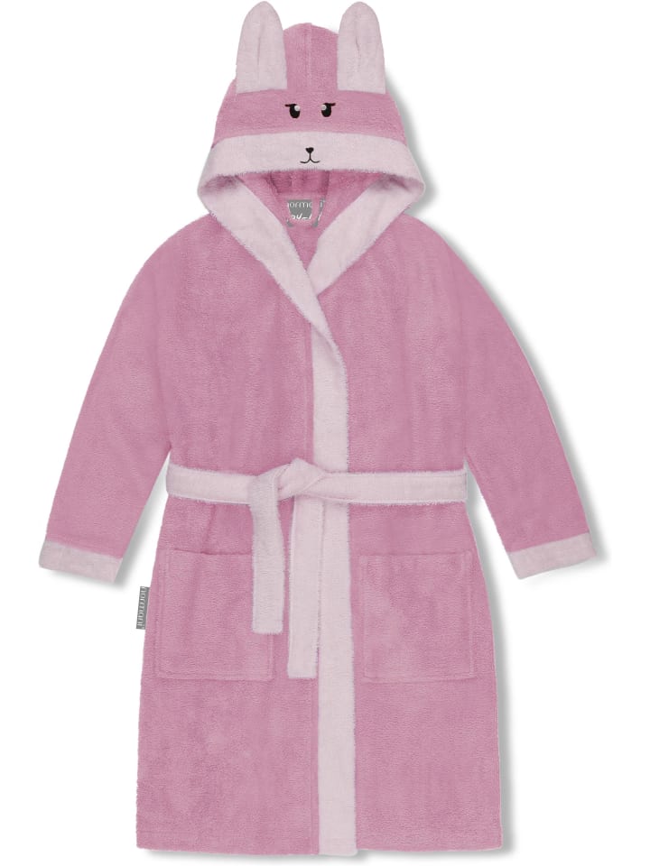 Baby Bademantel 'Malia' aus Bio-Baumwolle in Rosa / Alpaka