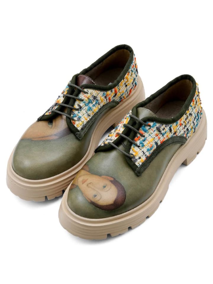 Brooklyn Halbschuhe - Painting-Of-A-Lady in Grün