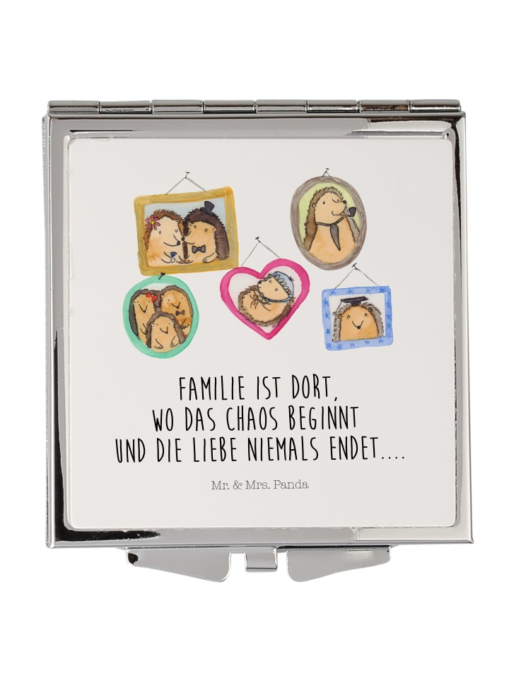 Schminkspiegel Igel Familie mit Spruch in Weiß