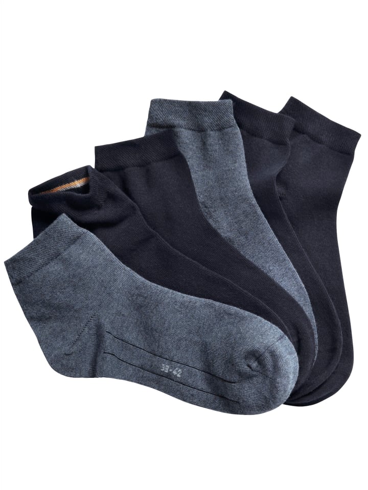 Kurzschaft-Socken in 1x marine + 2x mittelblau + 4x hellblau