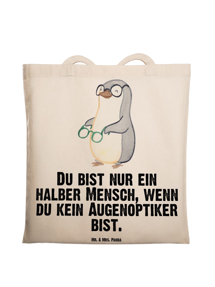 Tote Bag Augenoptiker Herz mit Spruch in Creme
