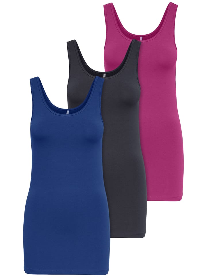 3er-Set New Long Tank Top in Mix 4