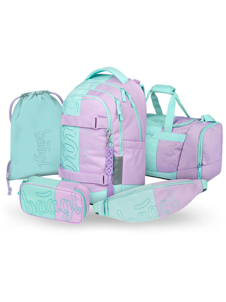 5-tlg. Set: Schulrucksack Skate max in Violett Sweet