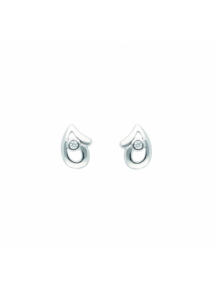 Damen 333 Weißgold Ohrringe / Ohrstecker mit Zirkonia in silber