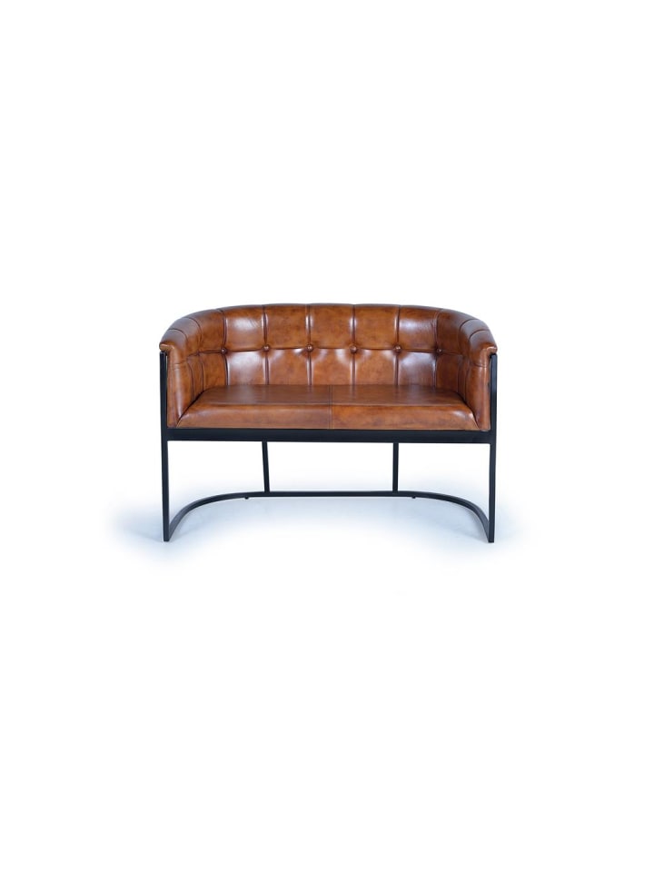 Braunes Sofa aus Leder und Metall in Brown