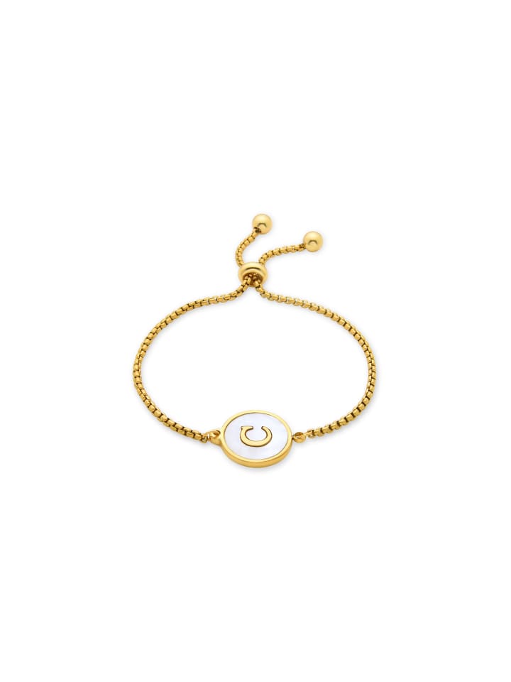 bracelet in white mother-of-pearl and 18k gold-plated - Alphabet
