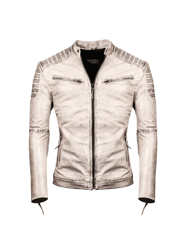 Lederjacke Übergangsjacke Biker Look Echtleder D2 in Beige