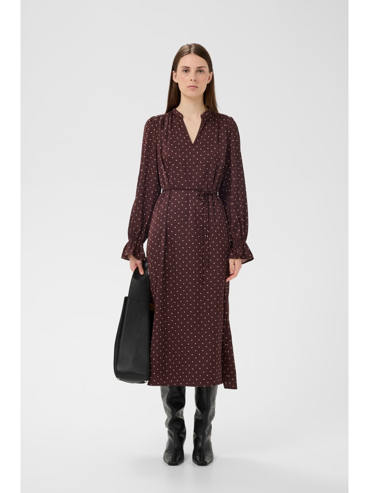 Kleid ZaniaIW Gerade Passform in Brown Bordeaux Small Dot