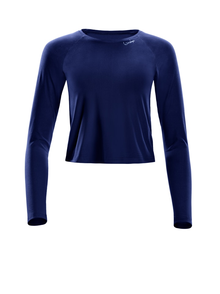 Functional Light and Soft Cropped Long Sleeve Top AET119LS in dark blue