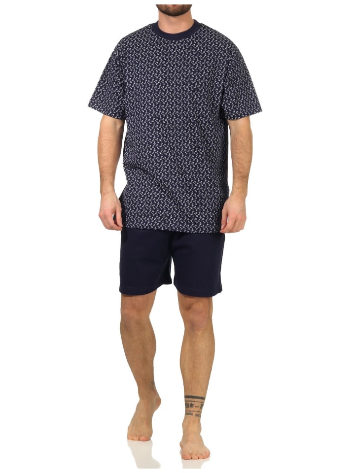 Schlafanzug kurzarm Shorty Pyjama - 66106 in navy