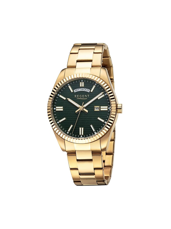 Armbanduhr-Analog gold groß (ca. 40mm) Regent Metallarmband
