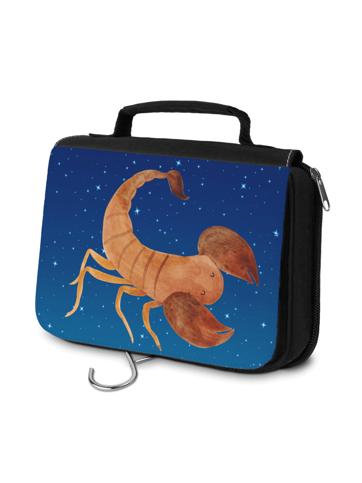 Kulturbeutel Sternzeichen Skorpion ohne Spruch in Sternenhimmel Blau
