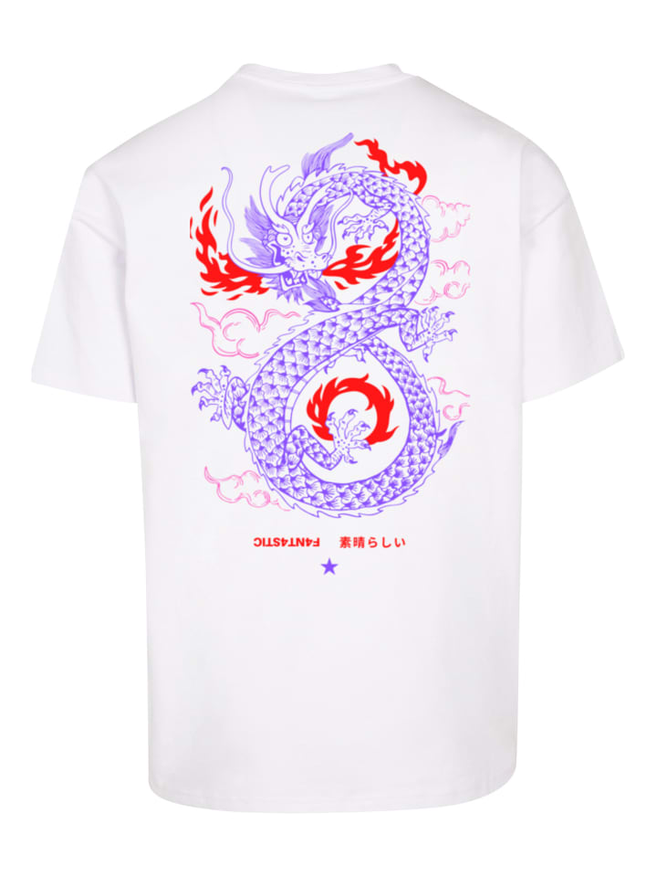 T-Shirt in günstig F4NT4STIC weiß Feuer Japan | Drache Oversize Heavy limango kaufen