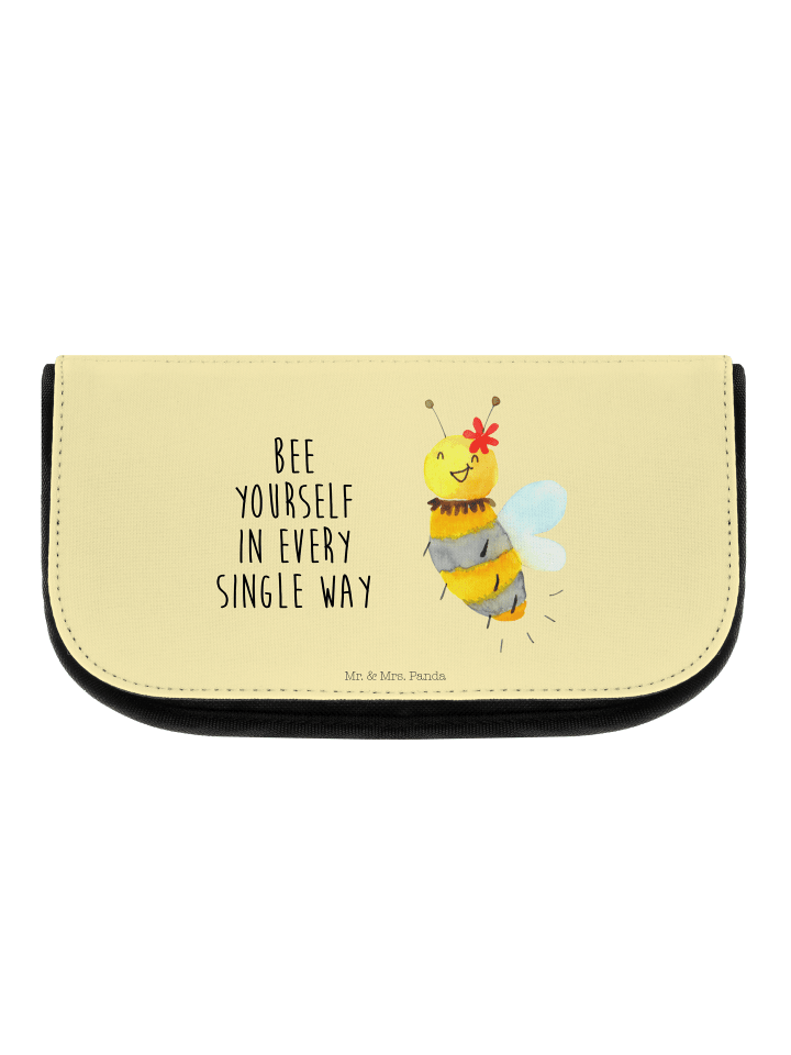 Make-up-Organizer Biene Blume mit Spruch in Gelb Pastell