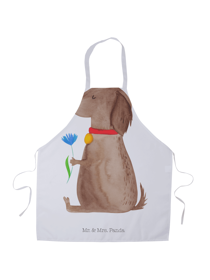 Kochschürze Hund Blume ohne Spruch in Weiß