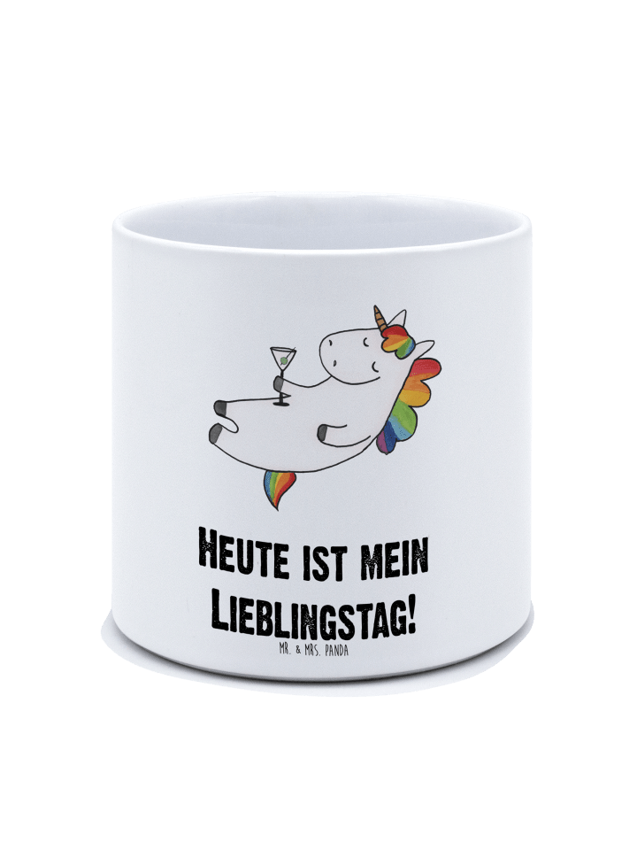 Keramik Blumentopf Otter Seerose mit Spruch in Weiß