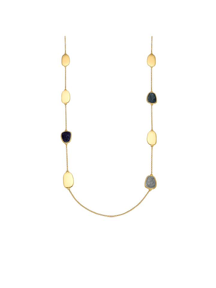 Halskette mit blauer Lackierung, veredelt mit 18 Karat Gold – Talyu