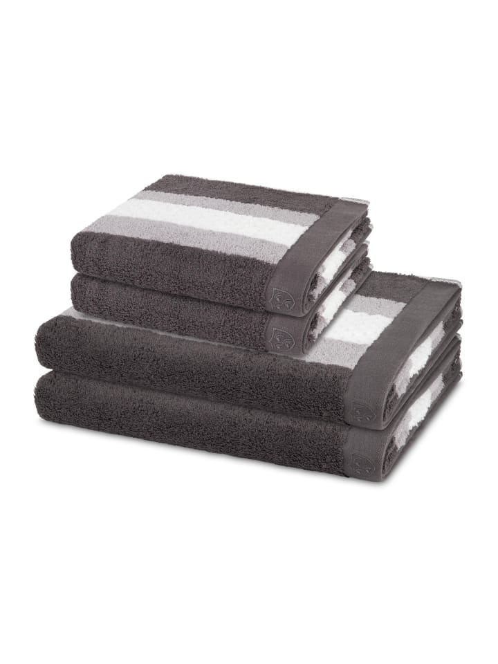 2 X Handtuch 2 X Duschtuch im Set Harmony in Graphit