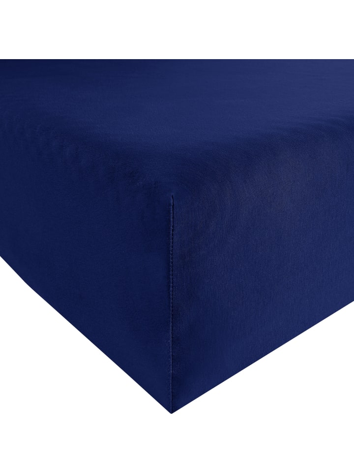 Interlock-Jersey Spannbettlaken 2er-Pack in dunkelblau