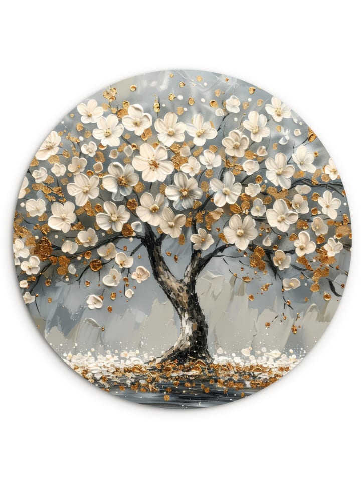Rundes Wandbild Goldfarben