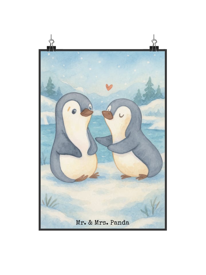 Wandbild Pinguine trösten Design ohne Spruch in Weiß