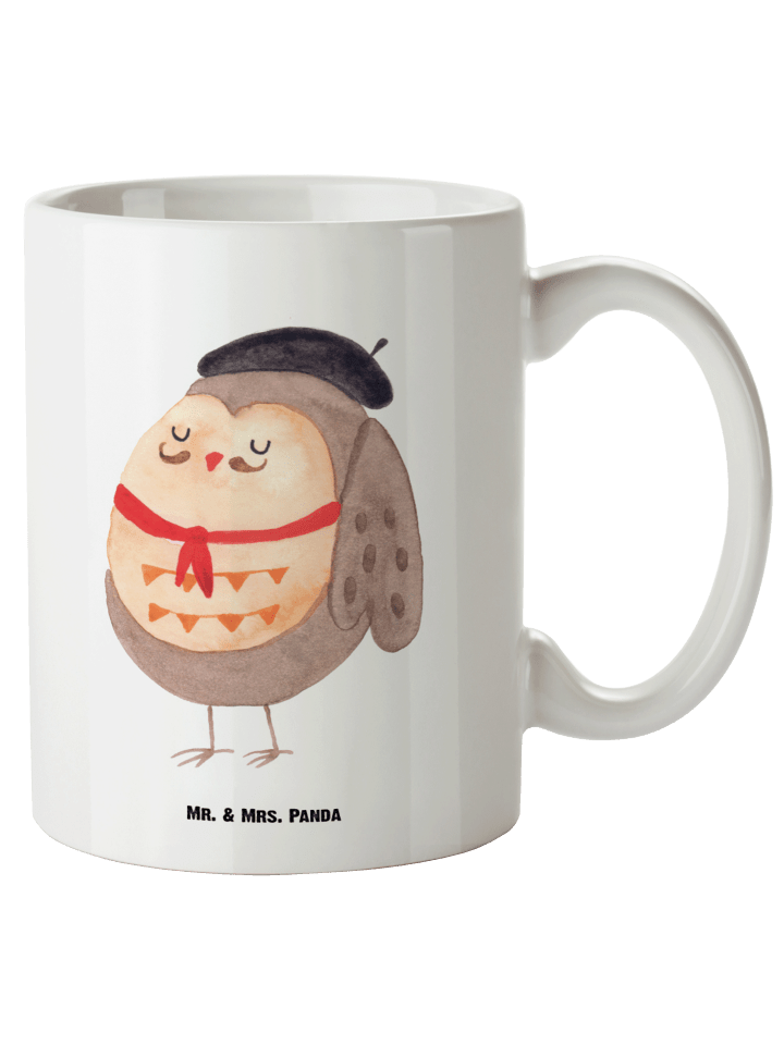 Kaffeetasse Eule Frankreich ohne Spruch in Weiß