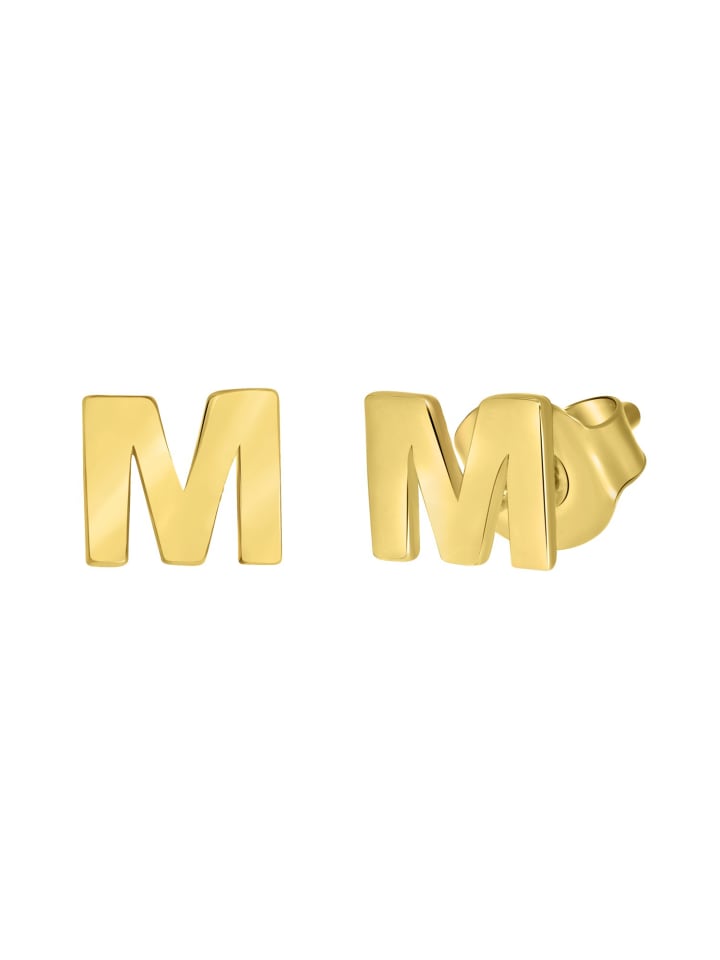 585 Gold Ohrringe "Buchstabe M" Buchstabe