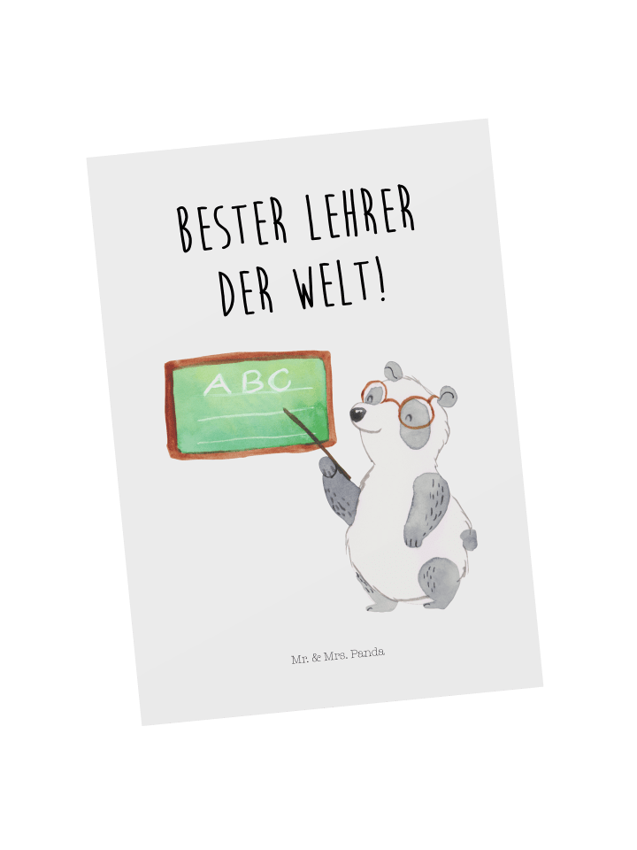 Bildkarte Panda Lehrer mit Spruch in Weiß