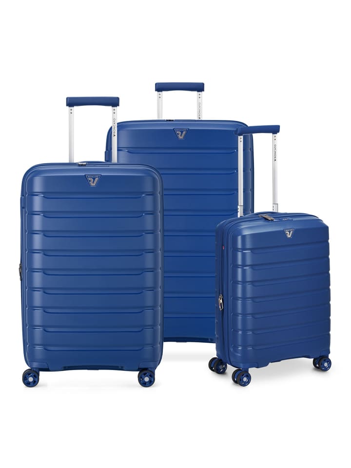 B-Flying Move 4 Rollen Kofferset 3-teilig mit Dehnfalte blau
