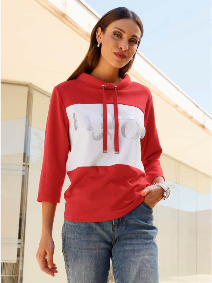 Sweatshirt in rot-weiß-geringelt