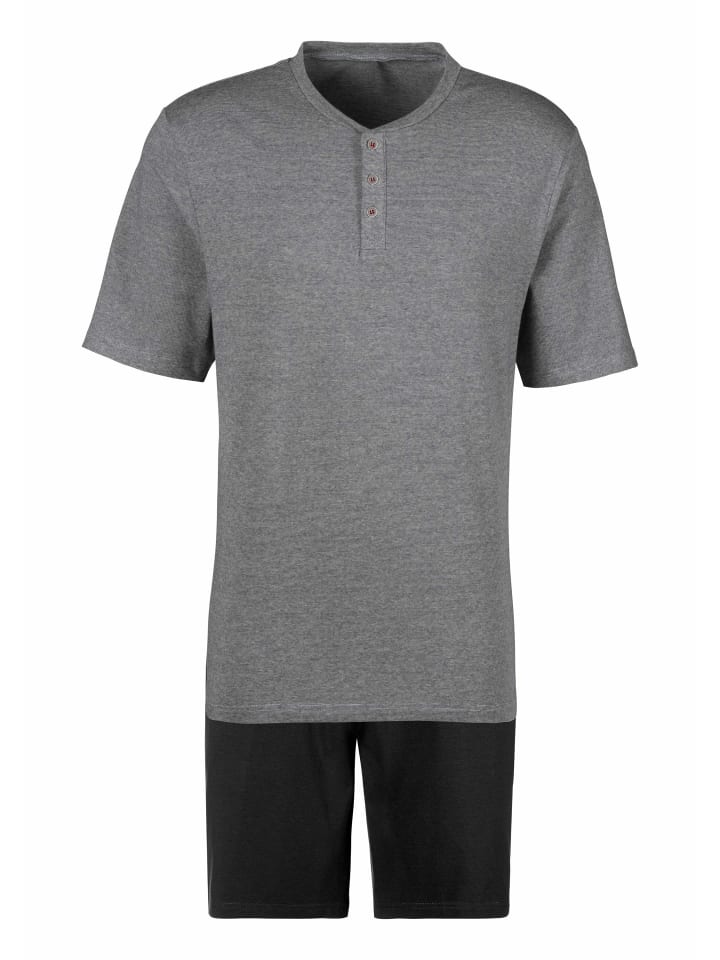 Pyjama in grau-meliert-schwarz