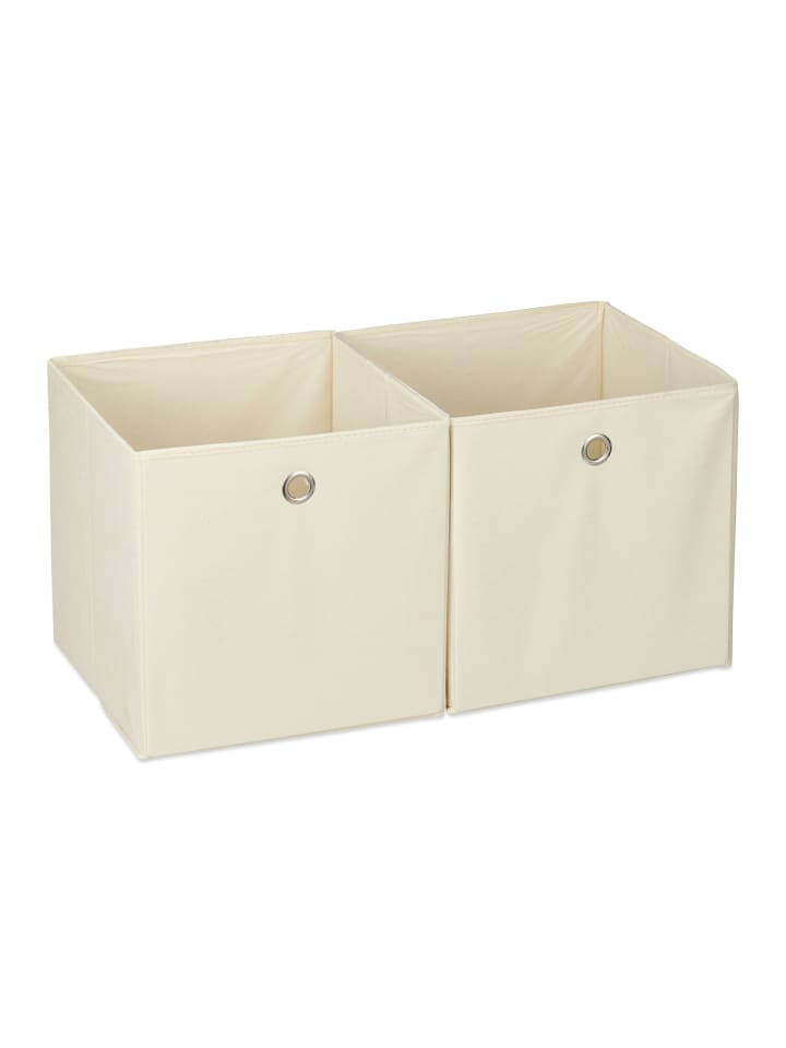2x Aufbewahrungsbox in Beige - (B)30 x (H)30 x (T)30 cm