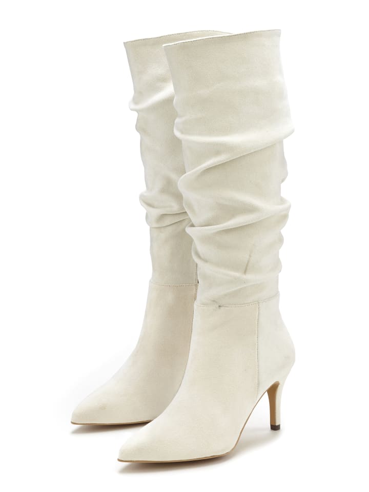 Reißverschlussstiefel in beige