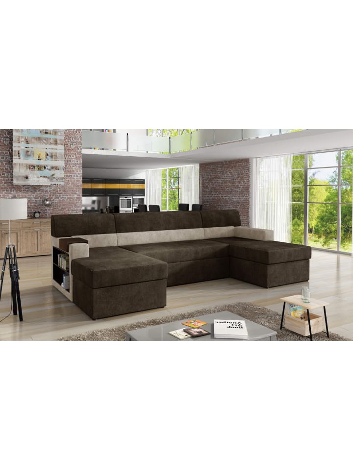 Narkos Recamiere Links in Braun - (L) 159 x (B) 310 x (H) 90 cm