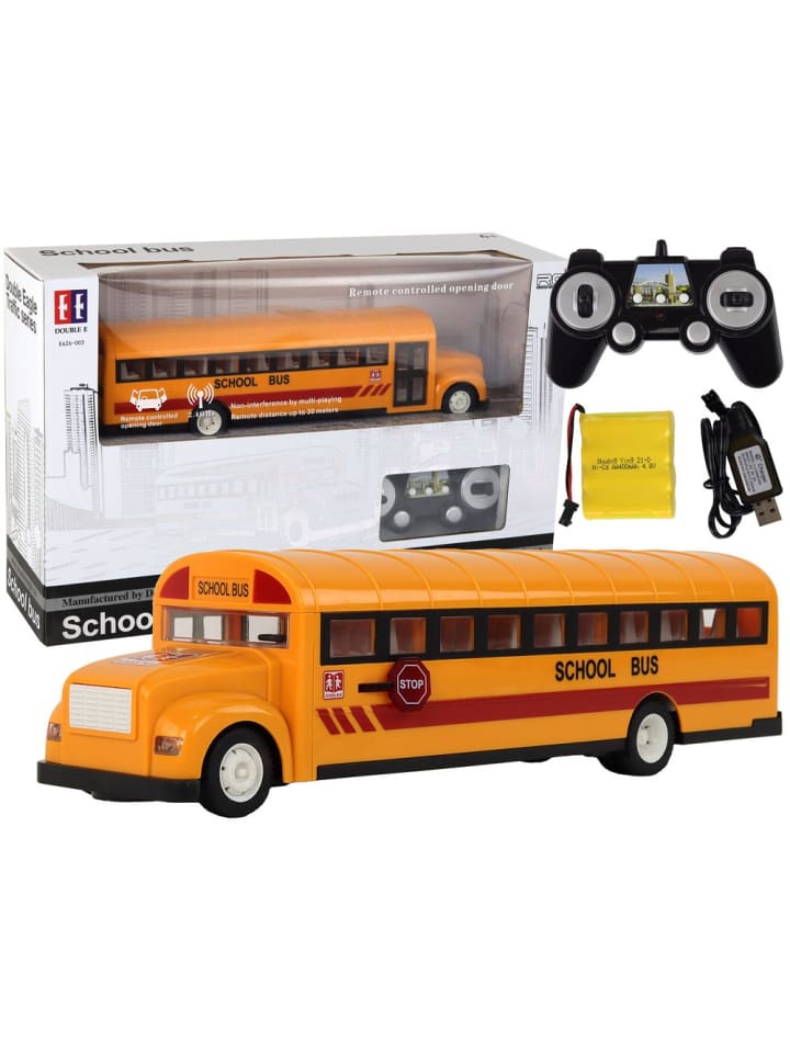 Gelber ferngesteuerter R/C-Schulbus mit zu öffnenden Türen