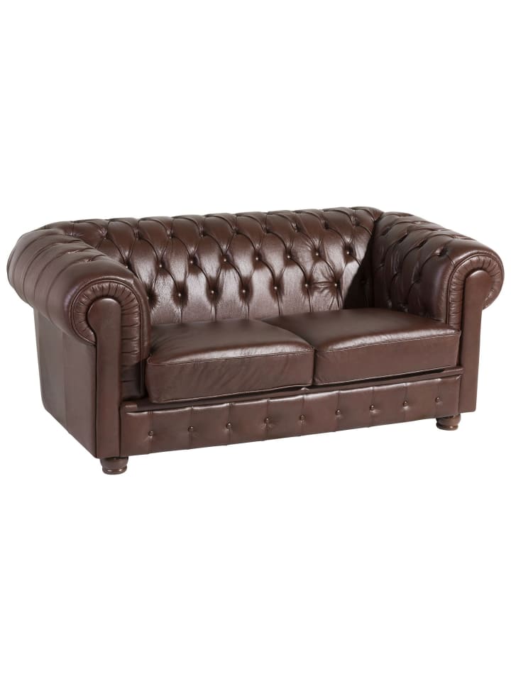 SOFA 2-Sitzer Kalea Bezug Wischleder Buche nussbaum dunkel / braun