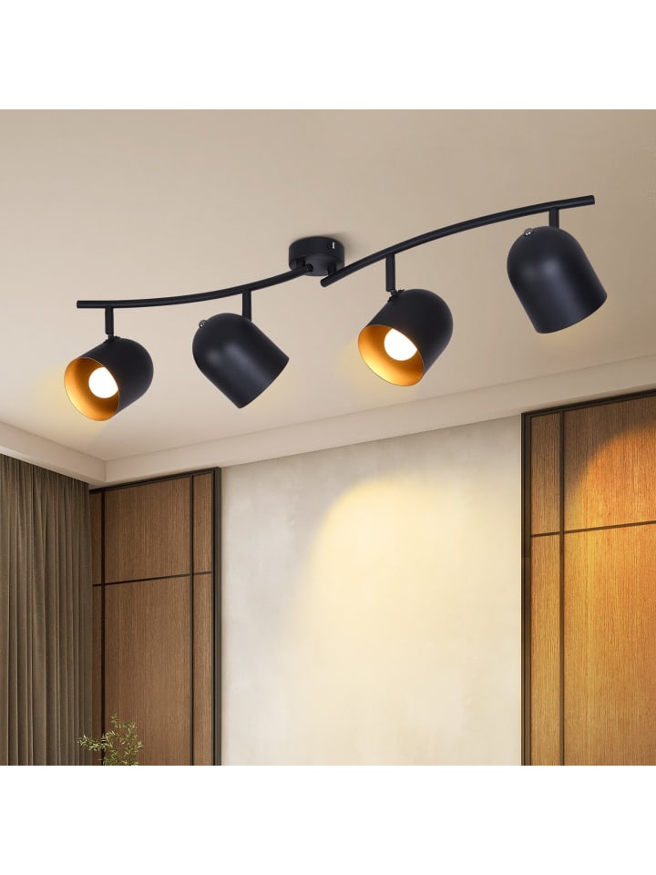 Deckenleuchte in Schwarzgold 4-flammige E14 Vintage Deckenlampe