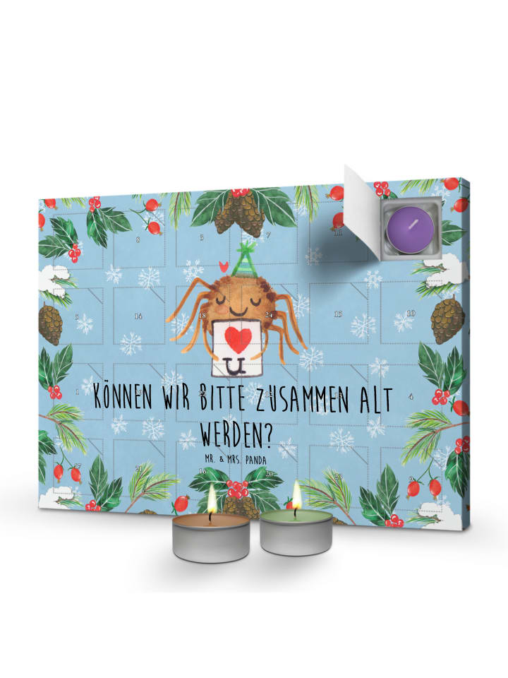 Adventskalender Spinne Agathe Brief mit Spruch in Eisblau
