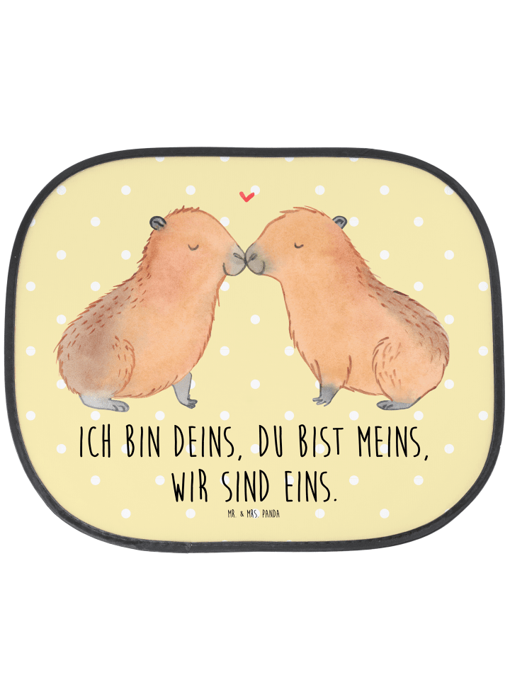 Sonnenblende Auto Capybara Liebe mit Spruch in Gelb Pastell