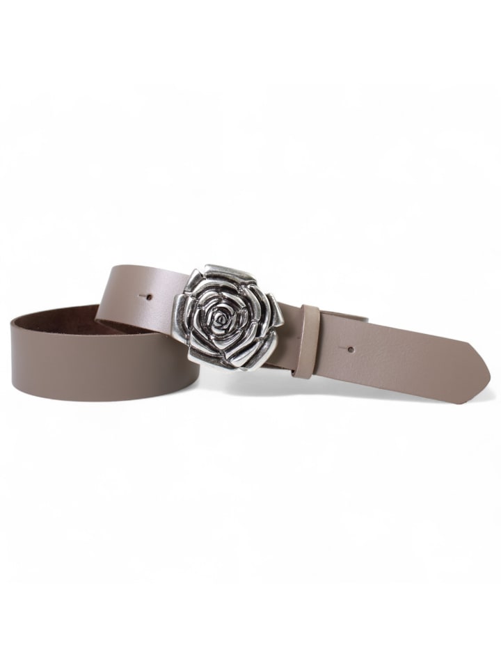 Damen Ledergürtel Silber in Taupe