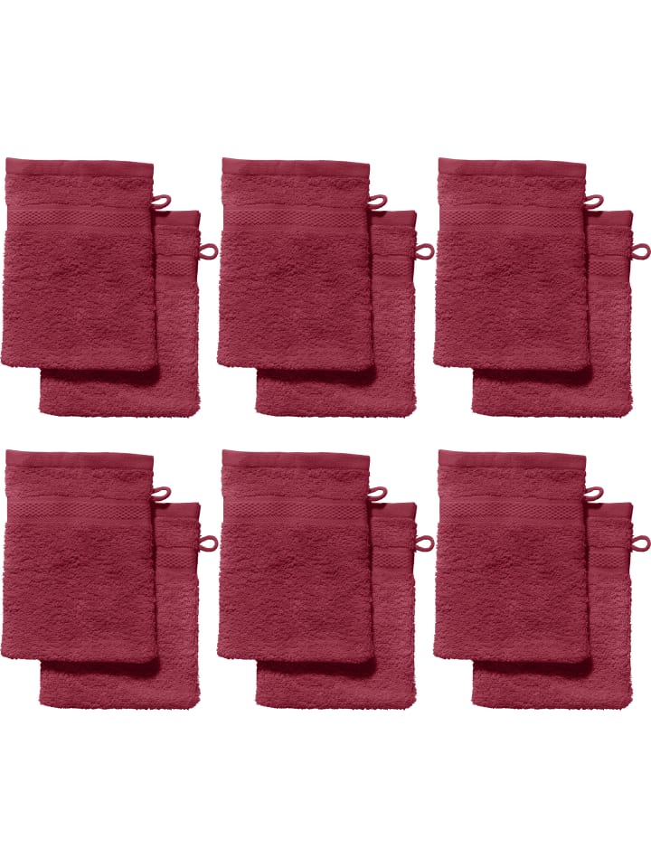 Frottier Waschhandschuh 12er-Pack Chicago in weinrot
