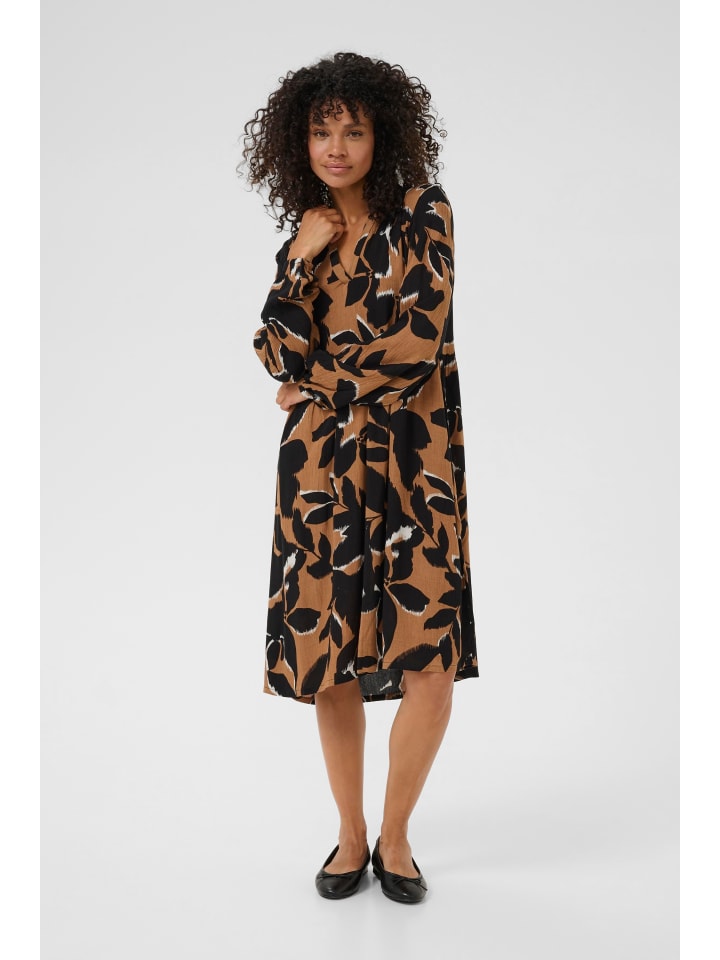 Kleid KAlisette A-shape in Toasted Coconut/Black Flower