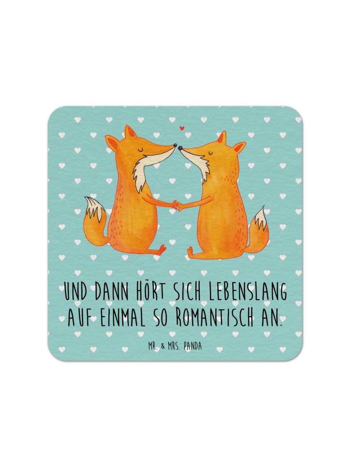 Tischuntersetzer Füchse Liebe mit Spruch in Türkis Pastell