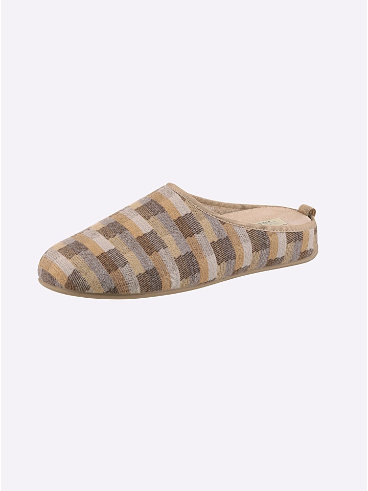 Pantoffel in camel-kariert
